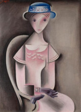 Děvče v růžových šatech1916